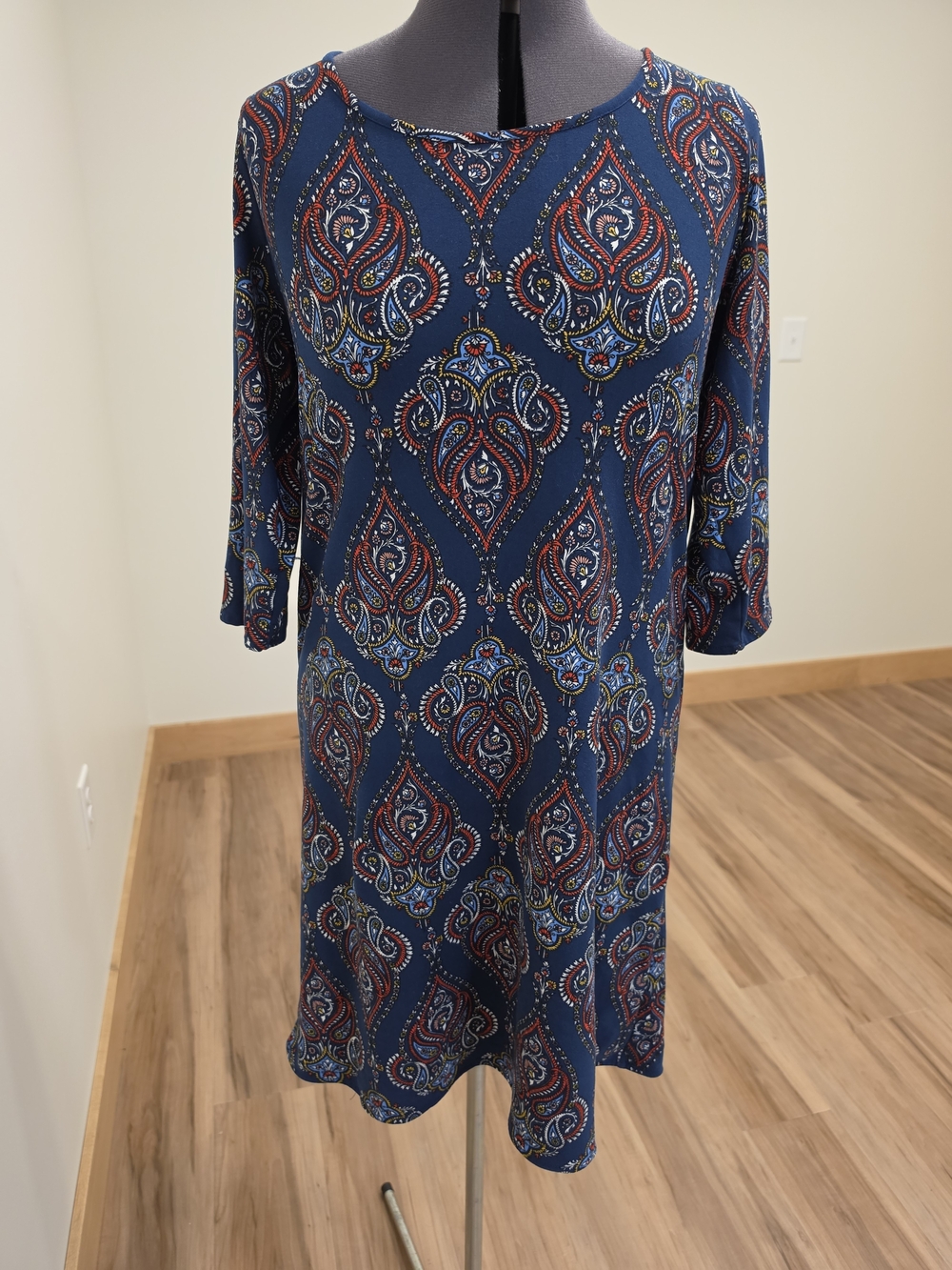 Lilac Clothing Navy Paisley 3/4 Sleeve Dress